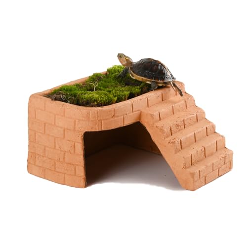 Flushbay Schildkröte, Sonnenplattform, Naturton, Aquarium, Landschaft, Felsen, Dekoration, Reptilien-Lebensraum, Ornament für Schildkröte, Molch, Frosch, Eidechse, Bartagamen, (S) von Flushbay