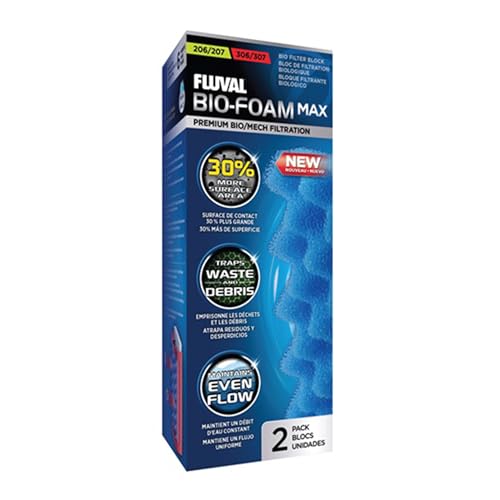 Fluval Bio-Foam MAX Schaumstofffilter, mit vergrößerter Oberfläche für den Fluval 207 und 307 Außenfilter, 2er Pack von Fluval