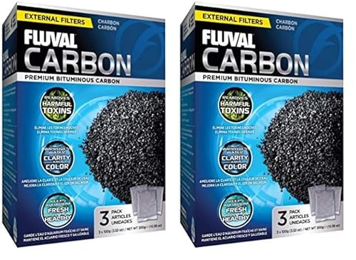 Fluval Aktivkohle Filtereinsatz, für Süß- und Meerwasseraquarien geeignet, 3 x 100g (Packung mit 2) von Fluval