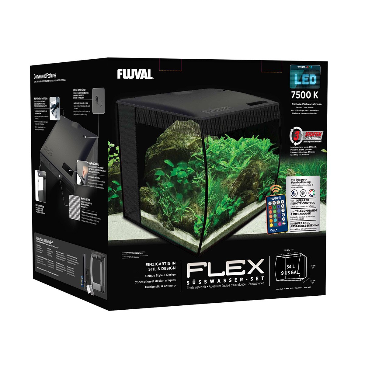Fluval Aquarium Flex Set 34 L schwarz von Fluval