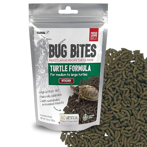 Fluval Bug Bites Alleinfutter fuer Sumpf- und Wasserschildkroeten, langsam sinkende Sticks, 17-20mm, 100g von Fluval