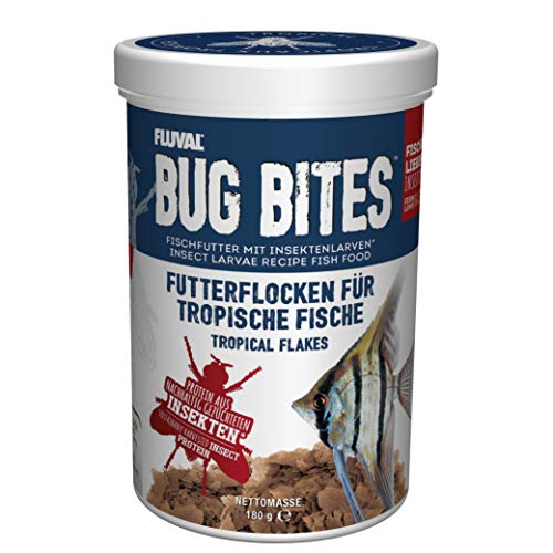 Fluval Bug Bites Fischfutter Flocken, mit Insektenlaven, für tropische Fische, 1000ml von Fluval