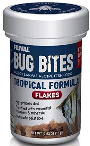 Fluval Bug Bites Fischfutter Flocken, mit Insektenlaven, für tropische Fische, 100ml von Fluval