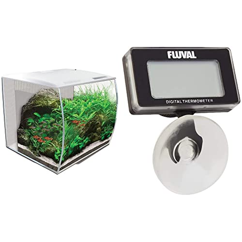 Fluval Flex Aquarium 57L, Süßwasser Aquarium, weiß + tauchbares Digitalthermometer, schwarz von Fluval