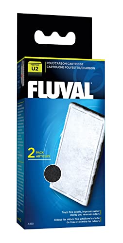 Fluval A490 Polyester-Aktivkohle Filtereinsatz, Polyester für feine Schmutzpartikel, Aktivkohle für schädliche Flüssigkeiten/Verfärbungen/Gerüche, für den Fluval Innenfilter U2, 2er Pack von Fluval