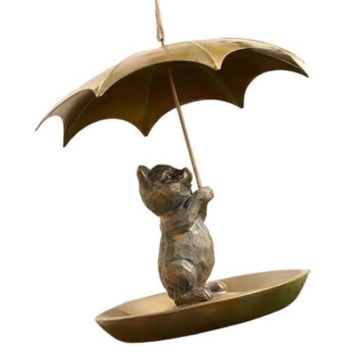 Fluxioxtna Kreative Eisen Wildtierfutterhäuschen Mit Schutzdach Eichhörnchen Katzen Hundeförderisch Design Outdoor Hanging Ornament Für Vogeltier Regenschirme Vogelhäuschen Für Gärtner von Fluxioxtna