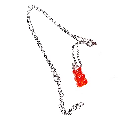 Flybloom Süße Bärenhalskette Süßigkeiten Halskette Schlüsselbeinkette Damen Mädchen Halskette(Rot) von Flybloom