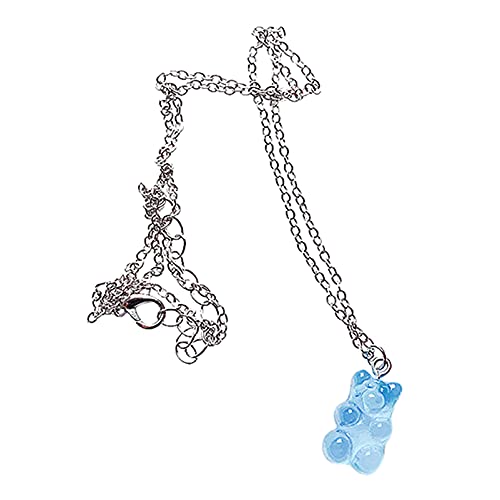 Flybloom Süße Bärenhalskette Süßigkeiten Halskette Schlüsselbeinkette Damen Mädchen Halskette (Blau) von Flybloom