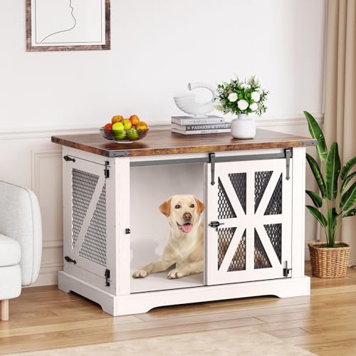 Hundebox, Hundekäfig für Zuhause, XL-Größe, Geeignet für Mittelgroße und Große Hunde, Verstärkt, um Bisse und Flucht zu Verhindern, 3-Türiges Design, Hundehütte Holz Indoor, 100×63×70 cm, Weiß Hundebox, Hundekäfig für Zuhause, XL-Größe, Geeignet für Mittelgroße und Große Hunde, Verstärkt, um Bisse und Flucht zu Verhindern, 3-Türiges Design, Hundehütte Holz Indoor, 100×63×70 cm, Weiß von Flycity