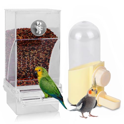 Automatischer Vogelfutterspender und Wasserspender für Käfig, Sittichkäfig-Zubehör, Vogelwasser-Futterstation für Papageien, Nymphensittiche, Wellensittiche, Finken, Kanarienvögel von Flying Dove BRING LOVE TO YOU