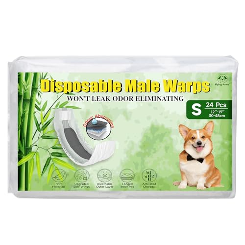 Flying Paws Hundewindeln für Rüden, S-24 mit Aktivkohle Weiche und Atmungsaktive Rüdenwindel, Odour-Neutralisierung, Super Saugfähig Einweg-Hundewindeln, für Markierung, Harninkontinenz, Reisen Flying Paws Hundewindeln für Rüden, S-24 mit Aktivkohle Weiche und Atmungsaktive Rüdenwindel, Odour-Neutralisierung, Super Saugfähig Einweg-Hundewindeln, für Markierung, Harninkontinenz, Reisen von Flying Paws