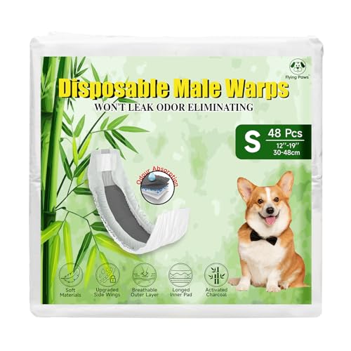 Flying Paws Hundewindeln für Rüden, S-48 mit Aktivkohle Weiche und Atmungsaktive Rüdenwindel, Odour-Neutralisierung, Super Saugfähig Einweg-Hundewindeln, für Markierung, Harninkontinenz, Reisen Flying Paws Hundewindeln für Rüden, S-48 mit Aktivkohle Weiche und Atmungsaktive Rüdenwindel, Odour-Neutralisierung, Super Saugfähig Einweg-Hundewindeln, für Markierung, Harninkontinenz, Reisen von Flying Paws