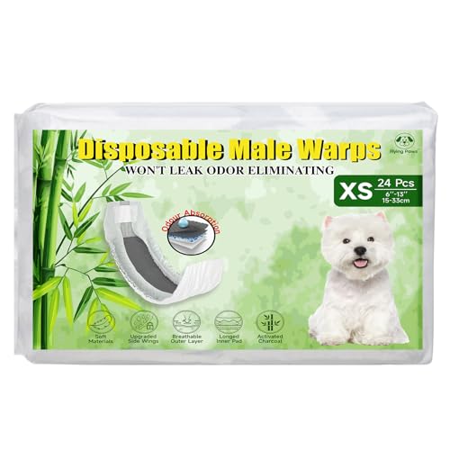 Flying Paws Hundewindeln für Rüden, XS-24 mit Aktivkohle Weiche und Atmungsaktive Rüdenwindel, Odour-Neutralisierung, Super Saugfähig Einweg-Hundewindeln, für Markierung, Harninkontinenz, Reisen Flying Paws Hundewindeln für Rüden, XS-24 mit Aktivkohle Weiche und Atmungsaktive Rüdenwindel, Odour-Neutralisierung, Super Saugfähig Einweg-Hundewindeln, für Markierung, Harninkontinenz, Reisen von Flying Paws