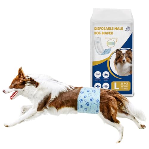 Flying Paws Rüdenwindel 26 Stück L, Einweg-Windeln mit Nässeindikator, Super Saugfähige & Auslaufsichere Bauchbinden für Inkontinenz Hundewindeln für Rüden Flying Paws Rüdenwindel 26 Stück L, Einweg-Windeln mit Nässeindikator, Super Saugfähige & Auslaufsichere Bauchbinden für Inkontinenz Hundewindeln für Rüden von Flying Paws