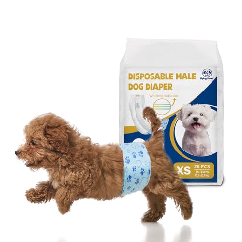 Flying Paws Rüdenwindel 26 Stück XS, Einweg-Windeln mit Nässeindikator, Super Saugfähige & Auslaufsichere Bauchbinden für Inkontinenz Hundewindeln für Rüden Flying Paws Rüdenwindel 26 Stück XS, Einweg-Windeln mit Nässeindikator, Super Saugfähige & Auslaufsichere Bauchbinden für Inkontinenz Hundewindeln für Rüden von Flying Paws
