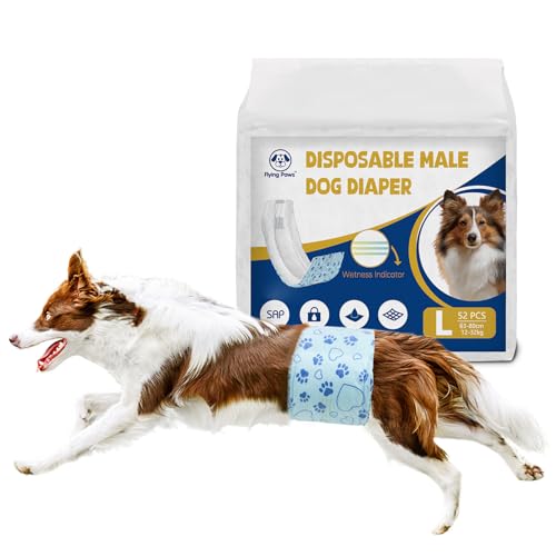 Flying Paws Rüdenwindel 52 Stück L, Einweg-Windeln mit Nässeindikator, Super Saugfähige & Auslaufsichere Bauchbinden für Inkontinenz Hundewindeln für Rüden Flying Paws Rüdenwindel 52 Stück L, Einweg-Windeln mit Nässeindikator, Super Saugfähige & Auslaufsichere Bauchbinden für Inkontinenz Hundewindeln für Rüden von Flying Paws