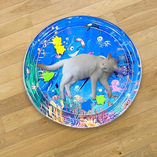 FmtwPhn 65cm Wassersensor Spielmatte Katze, Sensorische Wassermatte Für Katzen, Sensor Water Playmat, Tragbare Katzenspielmatte, Verdickte Sensorische Wasserspielmatte Für Katzen von FmtwPhn