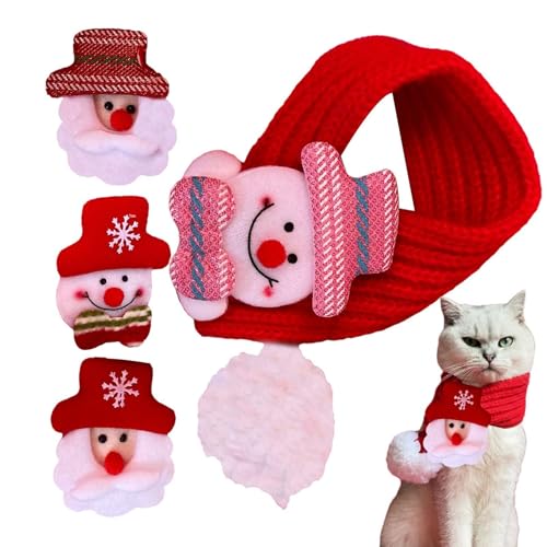 FmtwPhn Katzen-Weihnachtsschal,Katzen-Weihnachtsmann-Schal,Haustier-Urlaubsschal - Gestrickter Haustier-Urlaubsschal, Warmer Haustier-Kostüm-Schal mit 4 Weihnachtsmann-Dekorationen für die FmtwPhn Katzen-Weihnachtsschal,Katzen-Weihnachtsmann-Schal,Haustier-Urlaubsschal - Gestrickter Haustier-Urlaubsschal, Warmer Haustier-Kostüm-Schal mit 4 Weihnachtsmann-Dekorationen für die von FmtwPhn