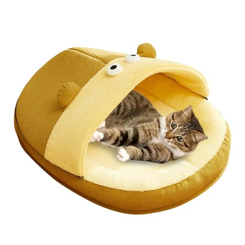FmtwPhn Katzenhöhle für Hauskatzen, überdachtes Katzenbett - Halbgeschlossenes Katzenhöhlenbett mit Nackenstütze, niedlich - Waschbares kleines weiches Plüsch-Katzenhausbett, Katzenhauszelt für Welpen FmtwPhn Katzenhöhle für Hauskatzen, überdachtes Katzenbett - Halbgeschlossenes Katzenhöhlenbett mit Nackenstütze, niedlich - Waschbares kleines weiches Plüsch-Katzenhausbett, Katzenhauszelt für Welpen von FmtwPhn