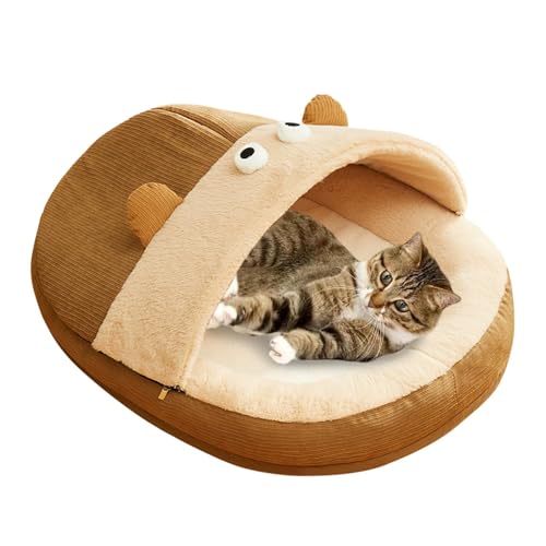 FmtwPhn Überdachtes Katzenbett, Katzenbetthöhle für Hauskatzen - Süßes halbgeschlossenes Slipper-Höhlenbett,Waschbares kleines weiches Plüsch-Katzenhausbett, Katzenhauszelt für Welpen und Kätzchen FmtwPhn Überdachtes Katzenbett, Katzenbetthöhle für Hauskatzen - Süßes halbgeschlossenes Slipper-Höhlenbett,Waschbares kleines weiches Plüsch-Katzenhausbett, Katzenhauszelt für Welpen und Kätzchen von FmtwPhn