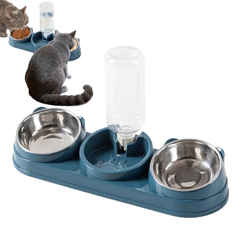 Katzen-Fütterungsstation-41 X 7,5 cm Angehobene Schüssel, ABS-Material-Wasserschale, Edelstahleinsatz Mit Verschüttetem Reduzierungsdesign | Im Innenbereich Im Freien Für Schlafsaal Apartment von Fmzrbnih