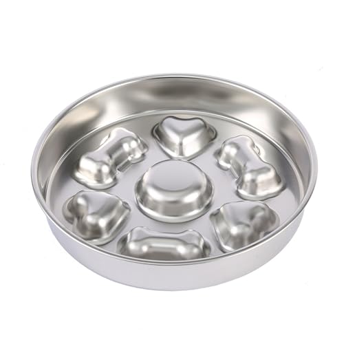 Metall Slow Feeder Dog Bowl - Edelstahl -Labyrinth -Schüssel, erhöhte Rille Design | Reduziert das Aufblähen verhindert Fettleibigkeitsverdauung bei der Nicht -Slip -Basis, schnelle Esshunde, nasse un von Fmzrbnih