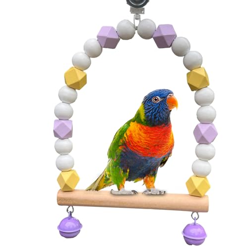 Vogelschaukel – Bunte Kauperlen, Hängesitz Aus Holz | Käfig-Unterhaltungszubehör Für Kleine Vögel Mit Glöckchen, Tragbares, Lustiges Bewegungsspielzeug Für Finken, Wellensittiche Und Nymphensittiche I Vogelschaukel – Bunte Kauperlen, Hängesitz Aus Holz | Käfig-Unterhaltungszubehör Für Kleine Vögel Mit Glöckchen, Tragbares, Lustiges Bewegungsspielzeug Für Finken, Wellensittiche Und Nymphensittiche I von Fmzrbnih