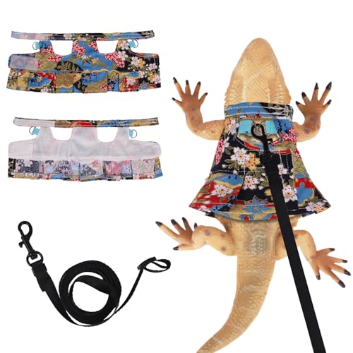 Bartdrachengeschirr und Leine, Röcke, verstellbar, für Reptilien, Eidechsen, Leine, Seil, Kleider, Kleidung, Starter-Set, Zubehör für Kleintiere, Spaziergänge im Freien (Farbe) von Fnaobai