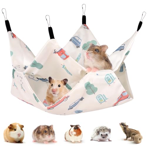 Fnaobai Frettchen Ratte Sommer Hängematte Doppellagig Meerschweinchen Kühlbett Zuckergleiter Hamster Hängematte, Zubehör für Kleintiere Chinchilla Papagei Eichhörnchen (Weiß, Groß) von Fnaobai