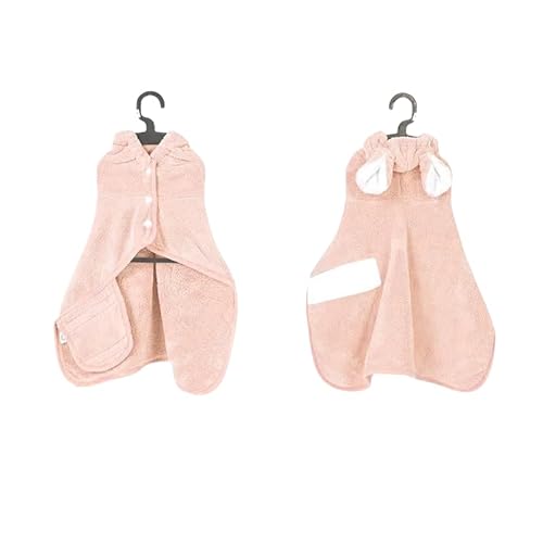 Fnaobai Haustier-Bademantel, Handtuch für Hunde und Katzen, super saugfähig, niedliches Hunde-Badetuch, Kapuzenmantel, verstellbarer Kragen und Bauchgurt für Haustiere in XS bis XL, Korallenrosa, XS von Fnaobai