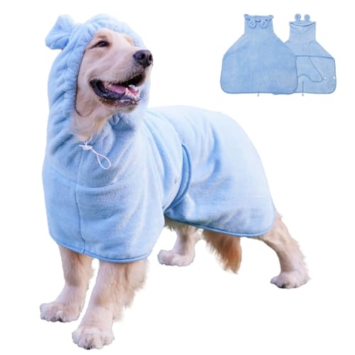 Fnaobai Haustier Bademantel für Hund Katze saugfähig, schnell trocknender Mantel niedliche Hunde, Badetuch, Bademantel mit Kapuze, verstellbarer Kragen und Bauchgurt, Pool, Strand, von Fnaobai