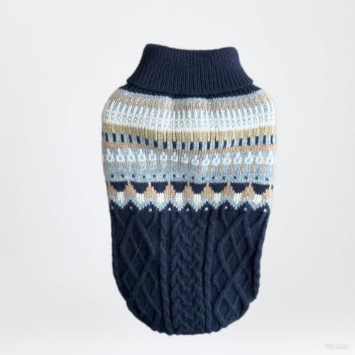 Fnaobai Strickpullover für Hunde, Rollkragenpullover, für kaltes Wetter, Vintage-Design, dick, warme Winterkleidung für kleine Hunde, Katzen, mittelgroße Mops, Dackel, Yorkie (Marineblau, XL) von Fnaobai