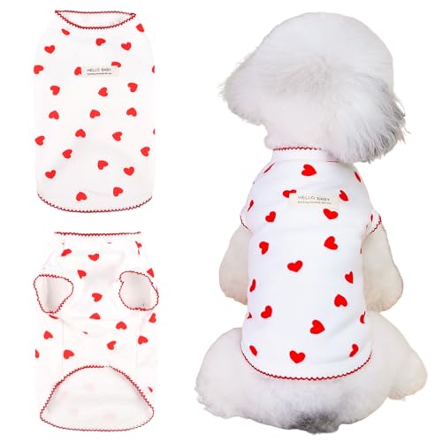 Haustierkleidung für kleine Hunde und Katzen, Sommerpullover, T-Shirt mit Herz, bedruckt, elastisch, ärmellos, niedliches Welpen-Tanktop, Chihuahua, Shih Tzu, Yorkie, Weste, Katzenbekleidung, Outfit Haustierkleidung für kleine Hunde und Katzen, Sommerpullover, T-Shirt mit Herz, bedruckt, elastisch, ärmellos, niedliches Welpen-Tanktop, Chihuahua, Shih Tzu, Yorkie, Weste, Katzenbekleidung, Outfit von Fnaobai