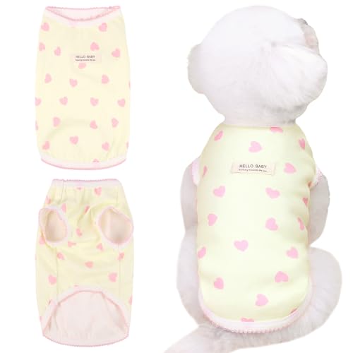 Haustierkleidung für kleine Hunde und Katzen, Sommerpullover, T-Shirt mit Herz, bedruckt, elastisch, ärmellos, niedliches Welpen-Tanktop, Chihuahua, Shih Tzu, Yorkie, Weste, Katzenbekleidung, Outfit Haustierkleidung für kleine Hunde und Katzen, Sommerpullover, T-Shirt mit Herz, bedruckt, elastisch, ärmellos, niedliches Welpen-Tanktop, Chihuahua, Shih Tzu, Yorkie, Weste, Katzenbekleidung, Outfit von Fnaobai