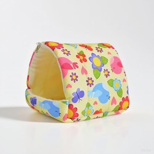 Vogelbett für Käfig, warmes Winternest, Hängematte mit Aufhängehaken, Käfigzubehör für kleine Vögel, Sittiche, Nymphensittiche, Liebesvögel, Nymphensittiche, Conures Hamster (Gelb, S) von Fnaobai