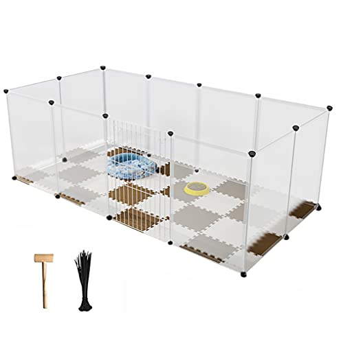 Haustier-Laufstall für Welpen – Kunststoffzaun für kleine Tiere, tragbar, großer Platz mit transparenten weißen 12 Paneelen von Fnice