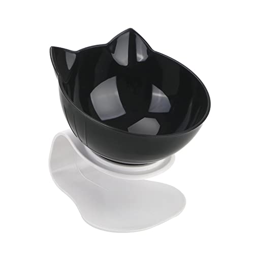 Futternapf Katze Durable Double Bowls Pet Food Water mit angehobenen Standschutz Gebärmutterhals rutschfeste Katzenschale Hundeschüssel Katze Hunde Geneigter futternapf Katze (Size : Black) von FnnEmg