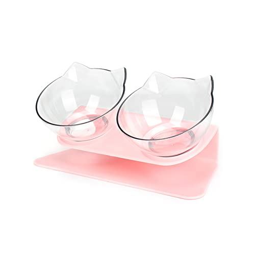 Futternapf Katze Katze Double Bowl Kätzchen Schüssel Hundeschüssel Transparent Material rutschfeste Lebensmittelschüssel mit Schutzhaut Zervix Rücken Katze Zubehör Geneigter futternapf Katze (Size : von FnnEmg