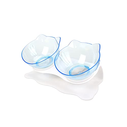 Futternapf Katze Katze Double Bowl Kätzchen Schüssel Hundeschüssel Transparent Material rutschfeste Lebensmittelschüssel mit Schutzhaut Zervix Rücken Katze Zubehör Geneigter futternapf Katze (Size : von FnnEmg