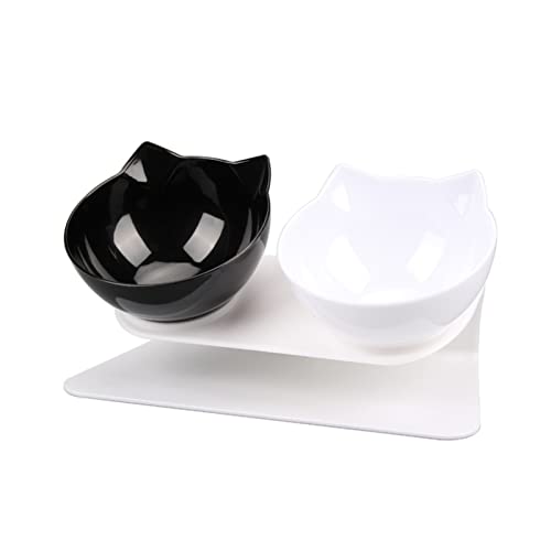 Futternapf Katze Katze Double Bowl Kätzchen Schüssel Hundeschüssel Transparent Material rutschfeste Lebensmittelschüssel mit Schutzhaut Zervix Transparente Katzenbedarf Geneigter futternapf Katze (SI von FnnEmg