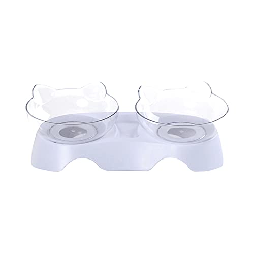 Futternapf Katze Katzenschalen Hunde Katze Fütterungsschale mit angehobener Ständer for Katzen Doppelschüssel Katzen Food Bowls Water Bowls Pet Supplies Geneigter futternapf Katze (Size : Double Bowl von FnnEmg