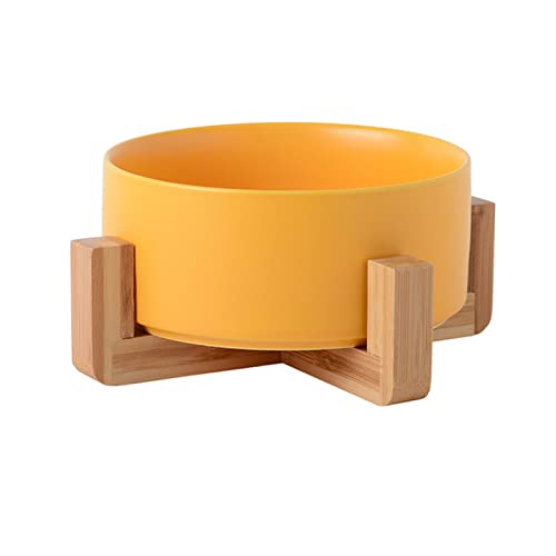 Futternapf Katze Keramik Haustierschüssel Katze Welpen Fütterung liefert Doppel Pet Bowls Hundefutter Wasserzufuhr Hund Zubehör Durable Mehrfarbige Option Geneigter futternapf Katze (Color : Yellow u von FnnEmg