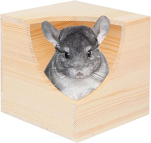 FoOhy Haustier-Chinchilla-Hütte, Versteck aus natürlichem Kiefernholz, Kleintierversteck für Chinchilla, Eichhörnchen, Zuckergleiter FoOhy Haustier-Chinchilla-Hütte, Versteck aus natürlichem Kiefernholz, Kleintierversteck für Chinchilla, Eichhörnchen, Zuckergleiter von FoOhy