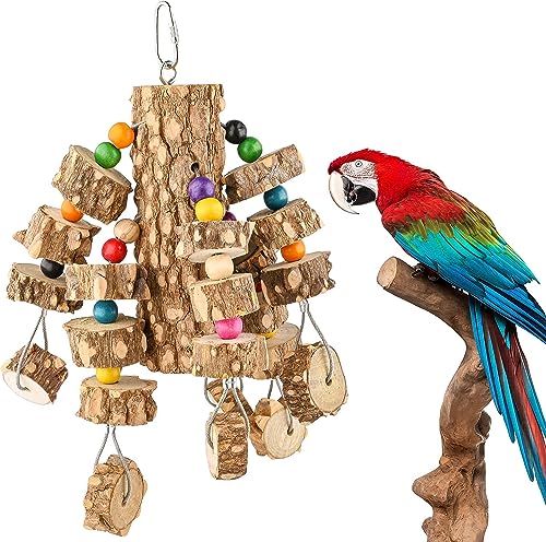 Vogel-Kauspielzeug aus Holz, mehrfarbig, natürlicher Holzblockkäfig, zum Aufhängen, entworfen für Graupapageien, Kakadus, Aras, Finken, Wellensittiche, Sittiche, Sittiche, Sittiche Vogel-Kauspielzeug aus Holz, mehrfarbig, natürlicher Holzblockkäfig, zum Aufhängen, entworfen für Graupapageien, Kakadus, Aras, Finken, Wellensittiche, Sittiche, Sittiche, Sittiche von FoOhy