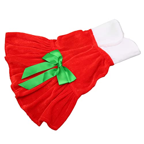 Hunde-Weihnachtskleider, weiche niedliche Schleife Hundekleid hohes Halsband helle Farben warmes Welpen-Weihnachtskleid Hundekleid Shirt für Weihnachtsmann Winterkleid (M) von Focket