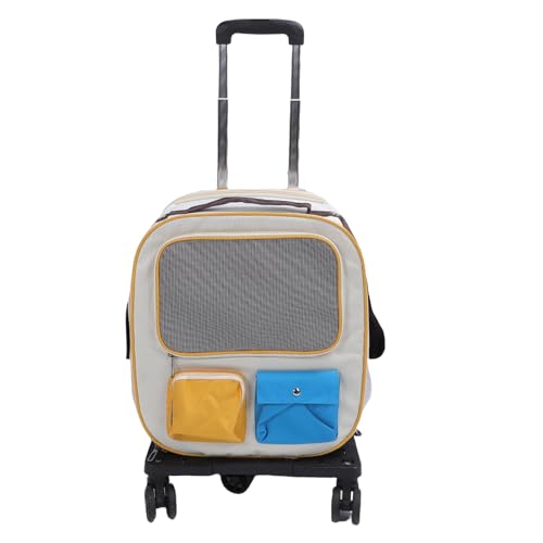 Rollende Haustiertasche Rucksack, 2 in 1 Atmungsaktives Fenster Großes Fassungsvermögen Hundetransporter Teleskopischer Griff Reisetasche für Haustiere mit Rädern (Blue) von Focket