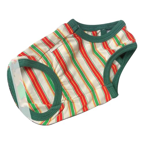 Ärmelloses Welpen-Shirt, Gestreiftes Haustier-Hunde-Tanktop, Hautfreundlich, Modisch, Atmungsaktiv, Leicht und Weich für Bichon für den Sommer (M) von Fockety