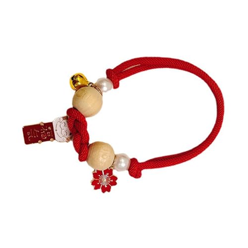 Anti-Floh-Halsband, Sicheres Haustier-Anti-Floh-Halsband aus Kampferholz, Effiziente und Bequeme Passform für Katzen und Hunde (Rot S) von Fockety