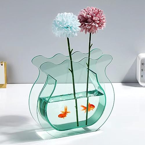 Aquarium-Vase, Verdicktes Acryl, Transparent, Glättend, Hohe Dichte, Mini-Schüssel Zur Dekoration (Green) von Fockety