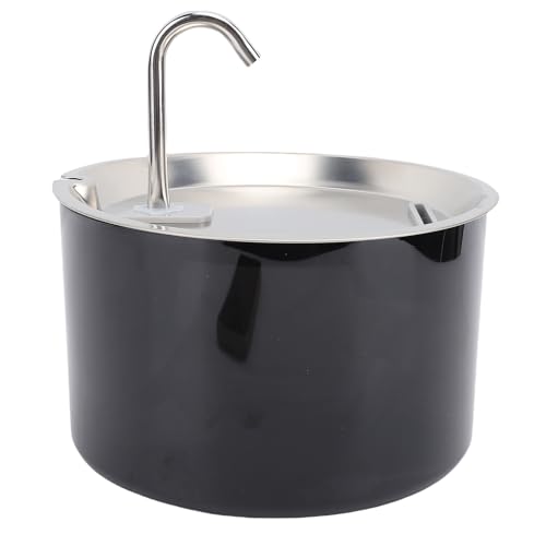 Edelstahl-Katzenwasserbrunnen, 2.5L Katzenbrunnen zum Trinken, automatischer Kleintier-Wasserspender mit Ersatzfiltern, automatisches Kitty Watering Supplies (Black) von Fockety